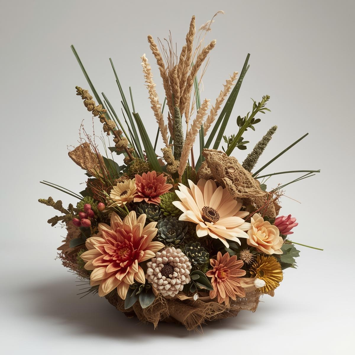 Vacker bordsdekor med återanvända material